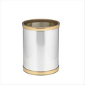 Classics Collection 8 Qt. Brushed Chrome & Brass Round Wastebasket